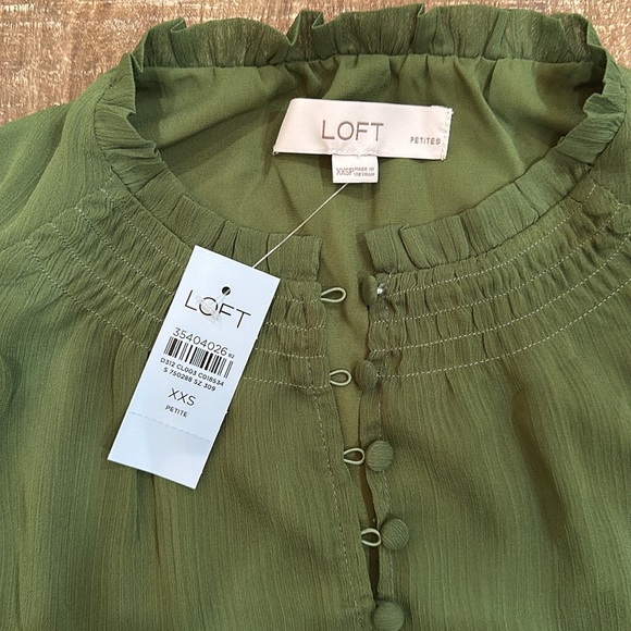 Loft XXS Petite green blouse with buttons - Picture 2 of 3